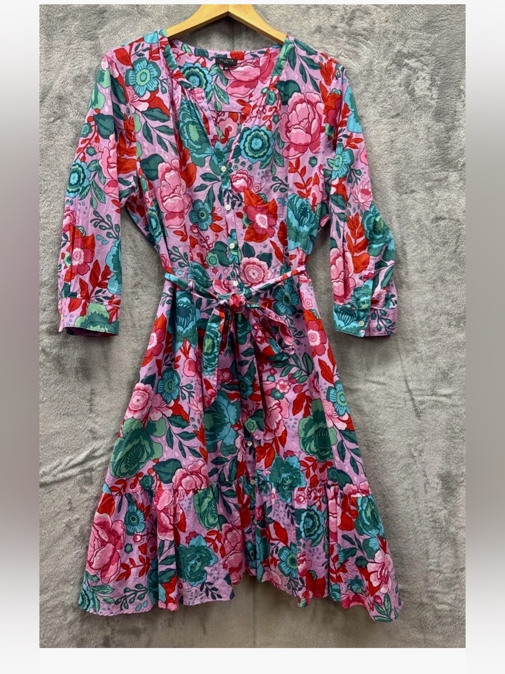 Talbots Garden Floral Cotton Midi Dress Size 16 NWOT
